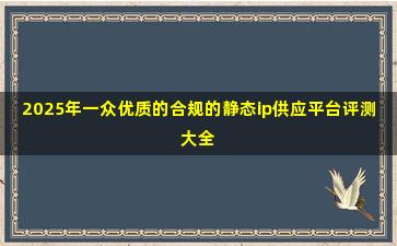 2025年一众优质的合规的静态ip供应平台评测大全