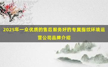 2025年一众优质的售后服务好的专属指纹环境运营公司品牌介绍