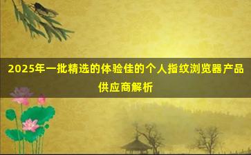 2025年一批精选的体验佳的个人指纹浏览器产品供应商解析
