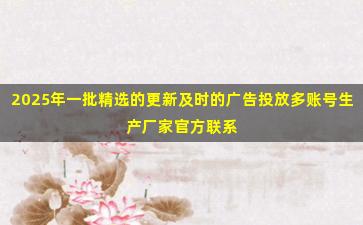 2025年一批精选的更新及时的广告投放多账号生产厂家官方联系方式
