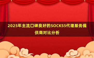 2025年主流口碑良好的SOCKS5代理服务提供商对比分析