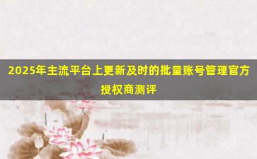 2025年主流平台上更新及时的批量账号管理官方授权商测评