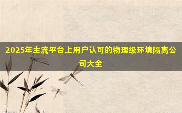 2025年主流平台上用户认可的物理级环境隔离公司大全