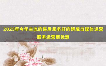 2025年今年主流的售后服务好的跨境自媒体运营服务运营商优惠活动