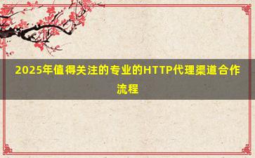 2025年值得关注的专业的HTTP代理渠道合作流程