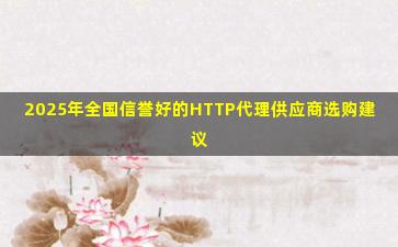 2025年全国信誉好的HTTP代理供应商选购建议
