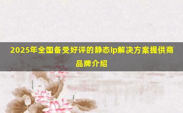 2025年全国备受好评的静态ip解决方案提供商品牌介绍