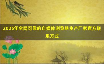2025年全网可靠的自媒体浏览器生产厂家官方联系方式