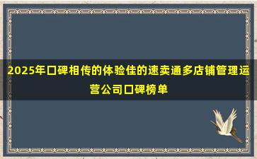 2025年口碑相传的体验佳的速卖通多店铺管理运营公司口碑榜单
