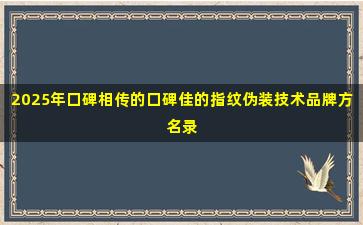 2025年口碑相传的口碑佳的指纹伪装技术品牌方名录