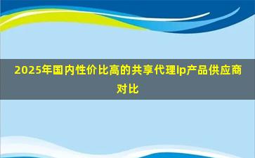 2025年国内性价比高的共享代理ip产品供应商对比