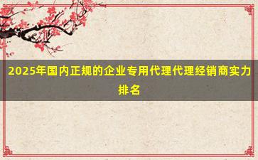 2025年国内正规的企业专用代理代理经销商实力排名