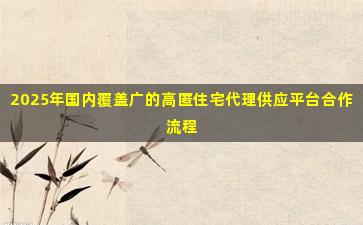 2025年国内覆盖广的高匿住宅代理供应平台合作流程
