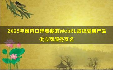 2025年圈内口碑爆棚的WebGL指纹隔离产品供应商服务商名录
