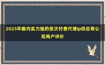2025年圈内实力强的按次付费代理ip供应商公司用户评价