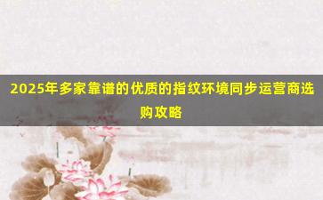 2025年多家靠谱的优质的指纹环境同步运营商选购攻略