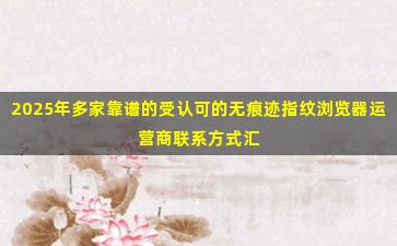 2025年多家靠谱的受认可的无痕迹指纹浏览器运营商联系方式汇总