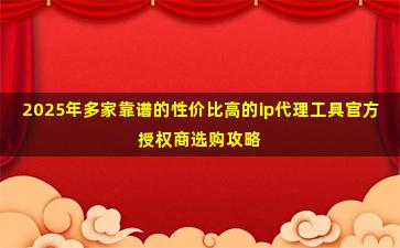 2025年多家靠谱的性价比高的ip代理工具官方授权商选购攻略