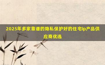 2025年多家靠谱的隐私保护好的住宅ip产品供应商优选
