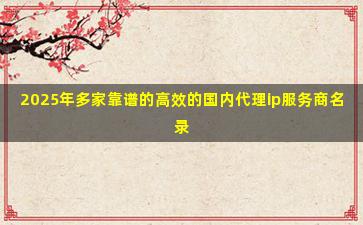 2025年多家靠谱的高效的国内代理ip服务商名录