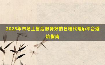 2025年市场上售后服务好的日租代理ip平台避坑指南