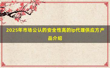 2025年市场公认的安全性高的ip代理供应方产品介绍