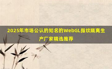 2025年市场公认的知名的WebGL指纹隔离生产厂家精选推荐