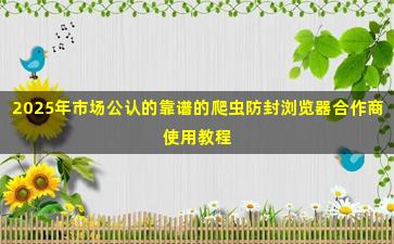 2025年市场公认的靠谱的爬虫防封浏览器合作商使用教程