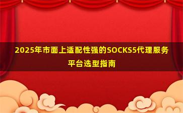 2025年市面上适配性强的SOCKS5代理服务平台选型指南