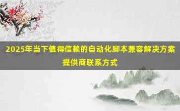 2025年当下值得信赖的自动化脚本兼容解决方案提供商联系方式汇总