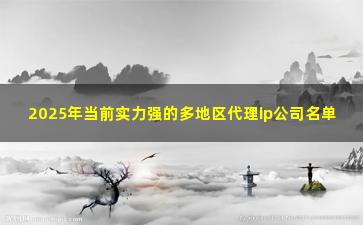 2025年当前实力强的多地区代理ip公司名单
