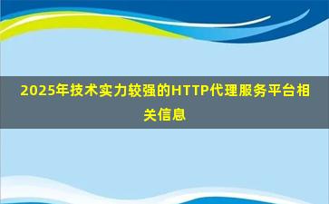 2025年技术实力较强的HTTP代理服务平台相关信息