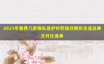 2025年推荐几家隐私保护好的指纹随机生成品牌方对比清单