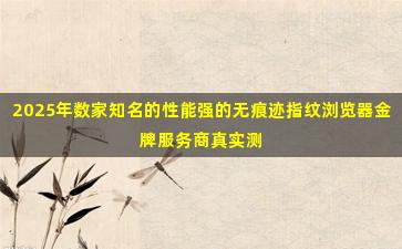 2025年数家知名的性能强的无痕迹指纹浏览器金牌服务商真实测评