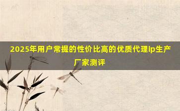 2025年用户常提的性价比高的优质代理ip生产厂家测评