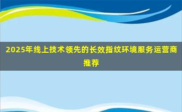 2025年线上技术领先的长效指纹环境服务运营商推荐