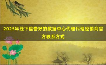 2025年线下信誉好的数据中心代理代理经销商官方联系方式