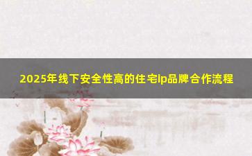 2025年线下安全性高的住宅ip品牌合作流程