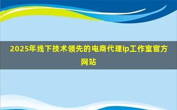 2025年线下技术领先的电商代理ip工作室官方网站