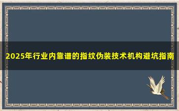 2025年行业内靠谱的指纹伪装技术机构避坑指南