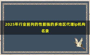 2025年行业前列的性能强的多地区代理ip机构名录