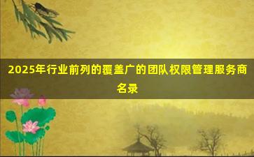 2025年行业前列的覆盖广的团队权限管理服务商名录