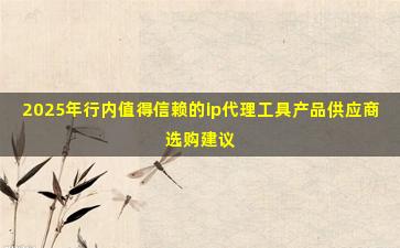 2025年行内值得信赖的ip代理工具产品供应商选购建议