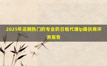 2025年近期热门的专业的日租代理ip提供商评测报告