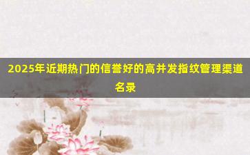 2025年近期热门的信誉好的高并发指纹管理渠道名录