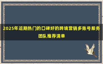 2025年近期热门的口碑好的跨境营销多账号服务团队推荐清单