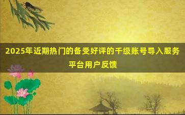 2025年近期热门的备受好评的千级账号导入服务平台用户反馈