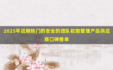 2025年近期热门的安全的团队权限管理产品供应商口碑榜单
