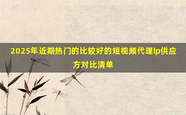 2025年近期热门的比较好的短视频代理ip供应方对比清单