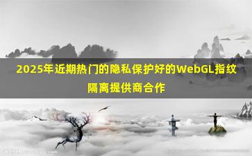 2025年近期热门的隐私保护好的WebGL指纹隔离提供商合作条件
